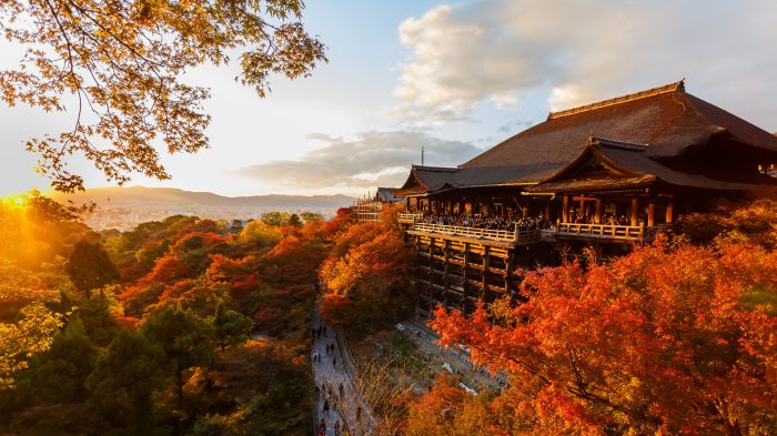 KYOTO, JAPAN - NOVEMBER 19: Kiyomizu-dera in Kyoto, Japan on November 19, 2013. Founded in Heian period in 798, the present building was constructed in 1633 by Tokugawa Iemitsu